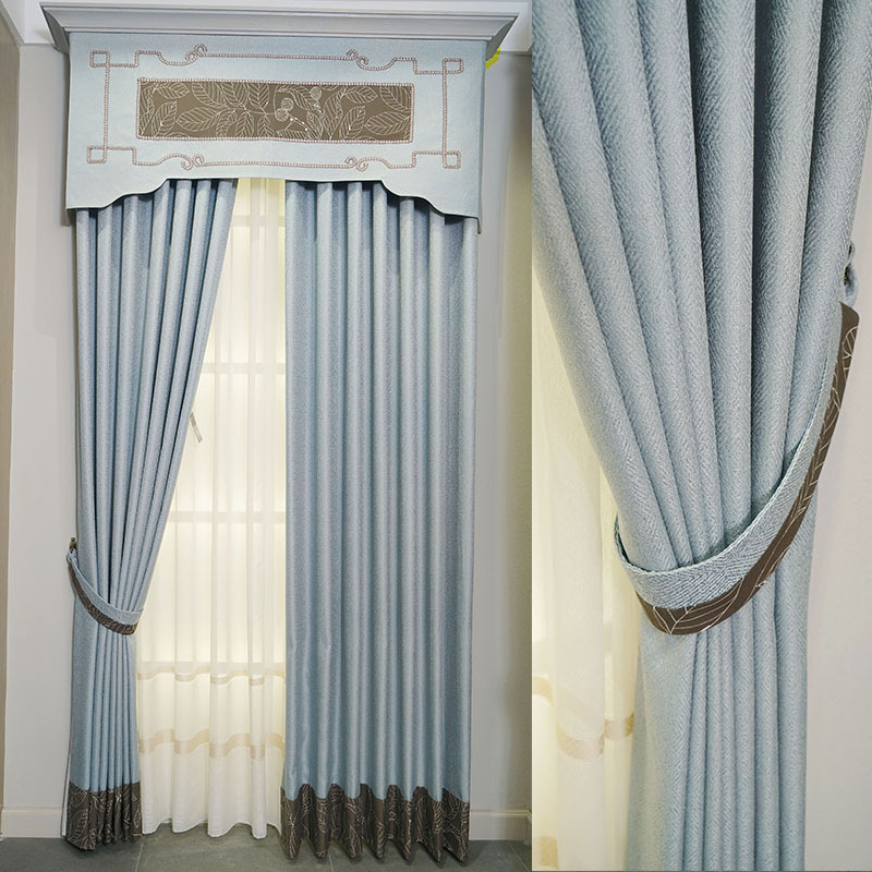 direct deal Solid Modern minimalist Artificial cotton Skin texture shading Mosaic curtain cloth Finished custom