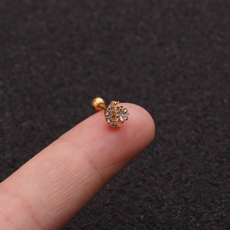 Ear Cartilage Rings & Studs Fashion Star 316 Stainless Steel  Copper Zircon display picture 14