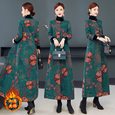 香云纱秋冬季装夹棉加厚配旗袍女外套复古中国风外搭大衣 可代发