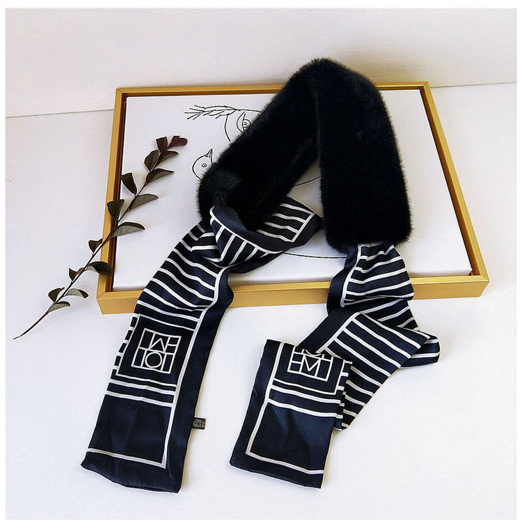 New Striped Letter Scarf Female Autumn And Winter Warm Plush Bib display picture 3