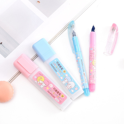 Creative Hobby Erasable Pen Set Primary School Gift Learning Stationery Children's Gift Straight Liquid Pen Wholesale