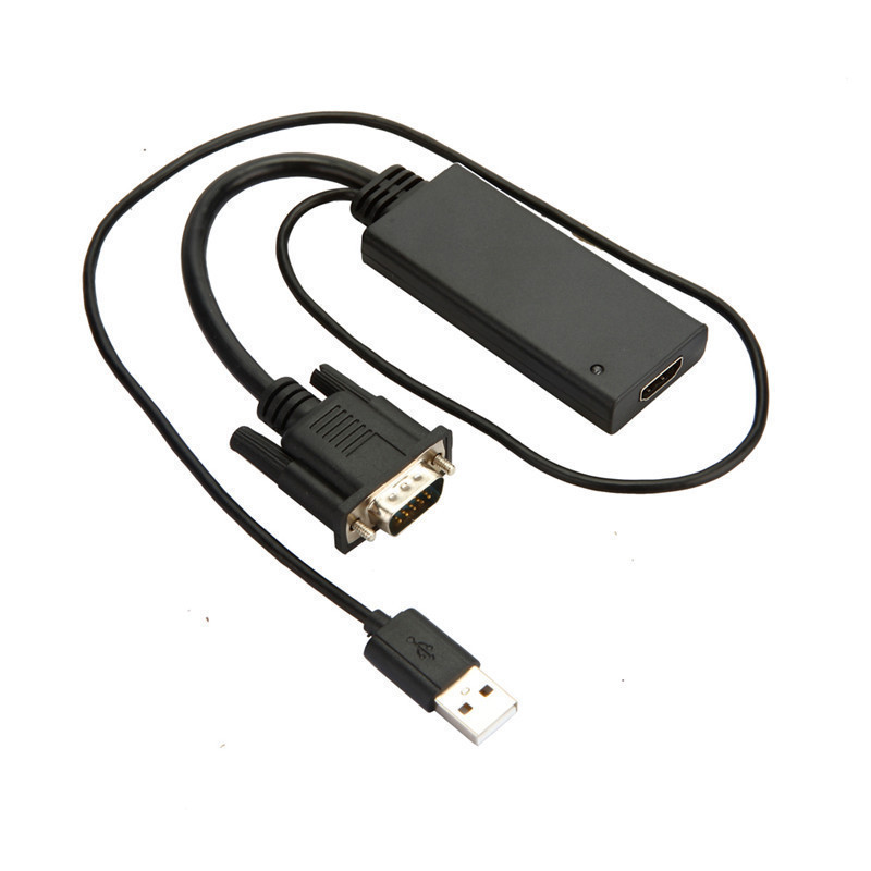 VGA转HDMI转接线 VGA+USB to HD 1080P VGA转HD接口转换器带供电