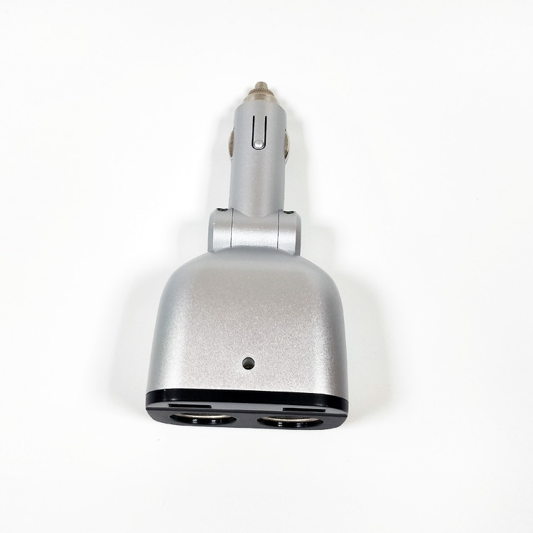 亚马逊爆款数显一拖二车充双usb无线充电器车载点烟器qc3.0快充