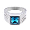 Steel blue diamond suitable for men and women, fashionable accessory, zirconium for beloved, ring with stone, wholesale, European style