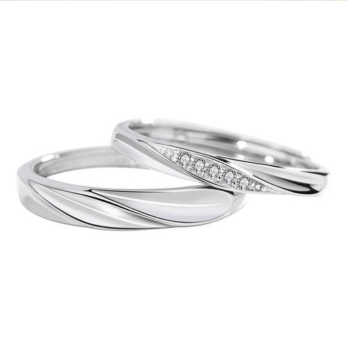 Jin Hongyu s925 sterling silver light wave couple ring Korean style simple men and women ring opening adjustable ring