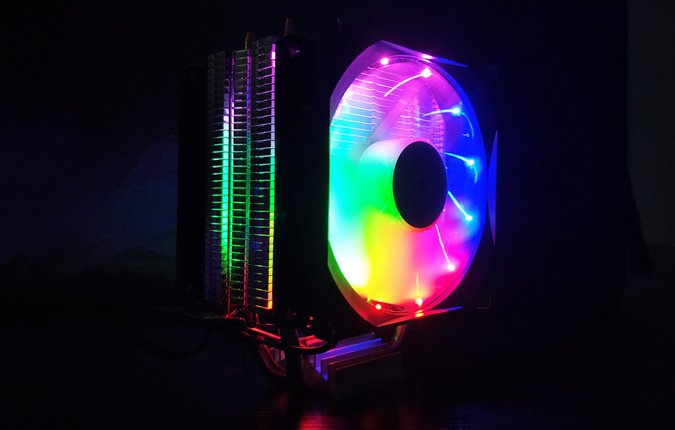 Master Dual Copper Tube Desktop Computer Silent Color Heat Pipe Cooling Fan CPU Cooler_voghion.com