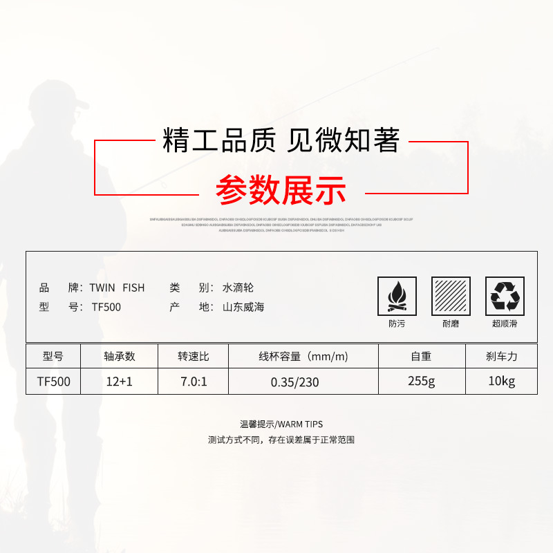 Transfronterizo TWIN FISH pesca en el mar de metal ancho gota de agua TF500R/L gran capacidad 10KG fuerza de frenado carrete de pesca