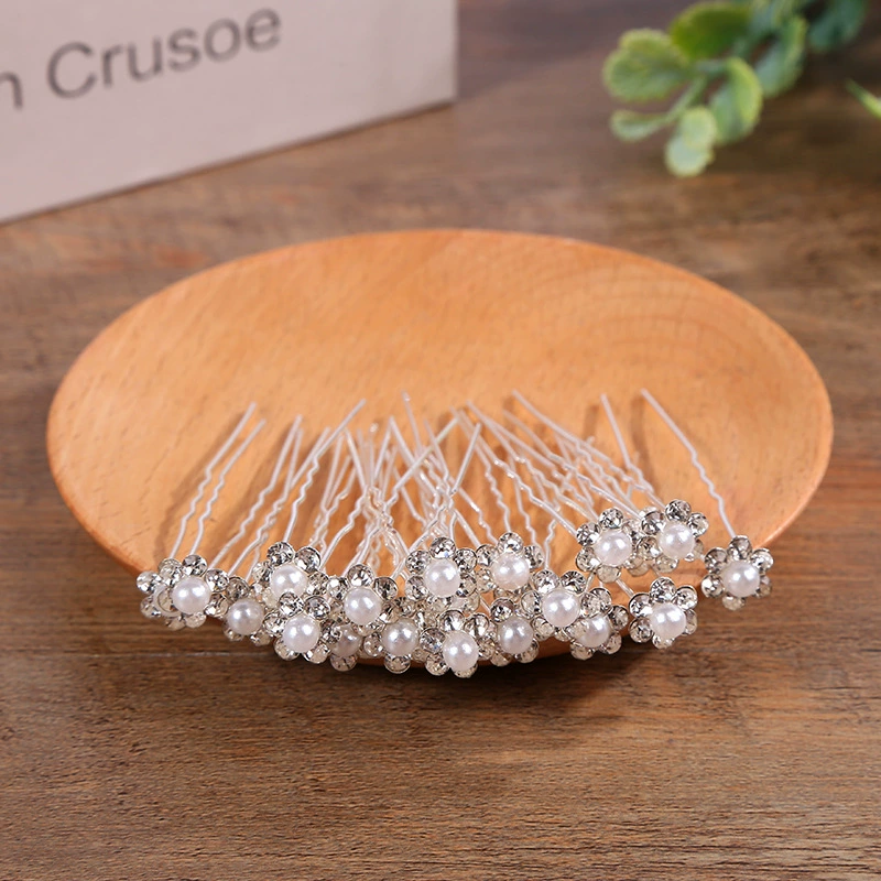 2022 новый сплав Pearl U шпилька Невеста тарелка вилка для волос Жемчужный Цветок Алмазная шпилька в наличии оптом