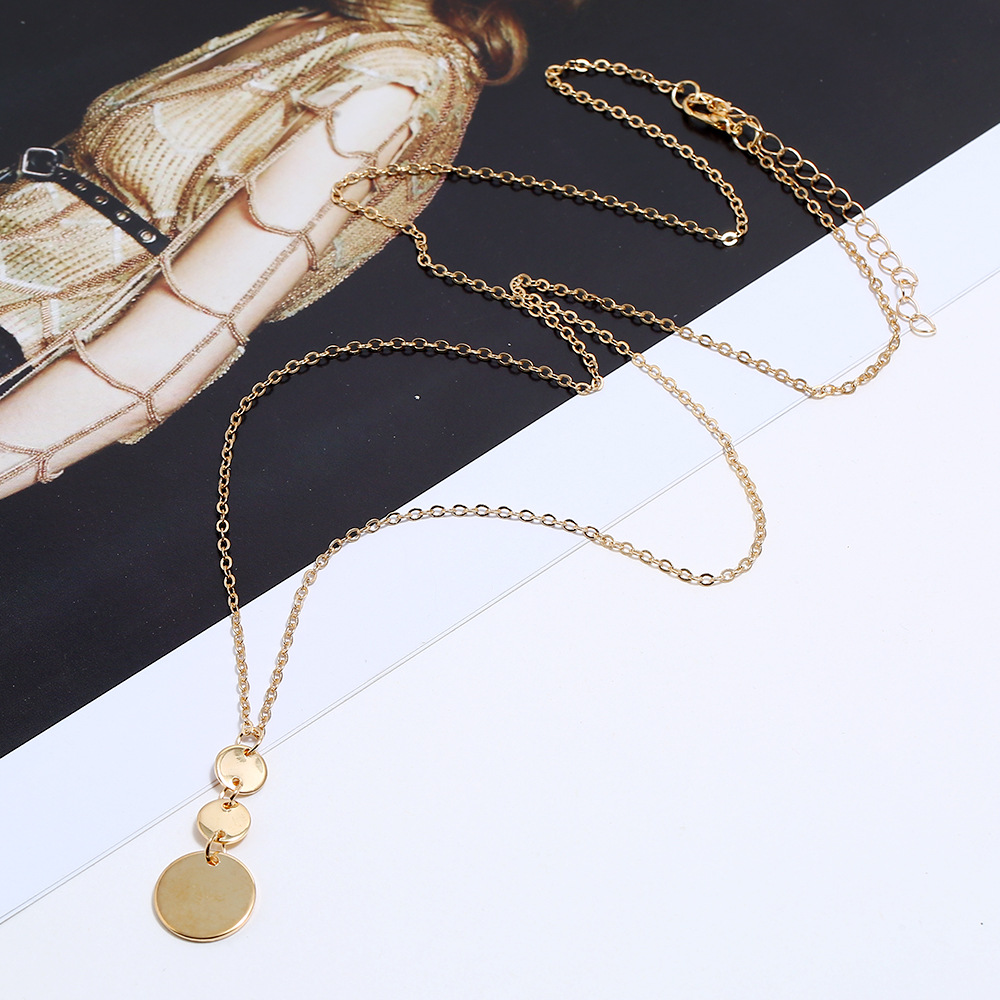 fashion metal geometric Y-shaped pendant long necklace