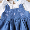 Short sleeve Denim Dress Girls print children’s princess skirt