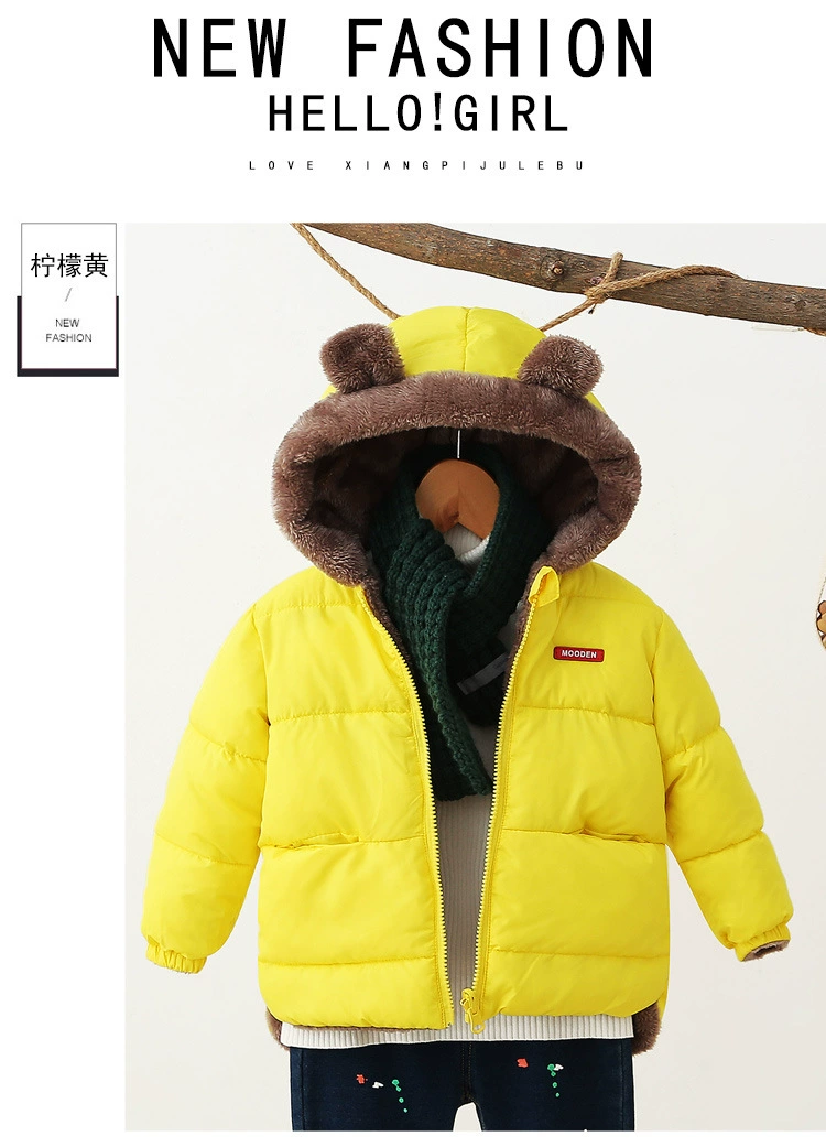 light summer jacket fashion winter boys jacket New children's coat little devil winter boy Cartoon bear print decoration baby hooded cotton jacket cheap winter coats