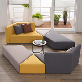 办公室简约现代会客休闲休息区接待创意茶几组合套装沙发异形布艺