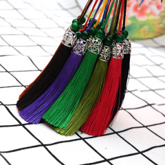Factory Direct Sale New Green Pearl Rice Hat Polyester Ice Silk Tassel Very Soft Hanging Tassel Chinese Knot Tassel