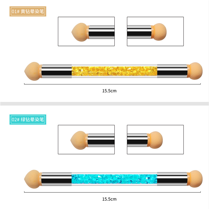 Nuevas herramientas de uñas gradiente pluma manchas pluma punto de color pluma fototerapia punto color pegamento esponja pluma de doble cabeza lavable y reemplazable
