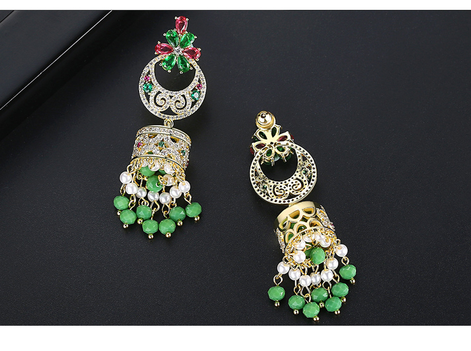 Stud Earrings Color Bells Pearl Women's National Wind Stud Earrings Gifts display picture 5