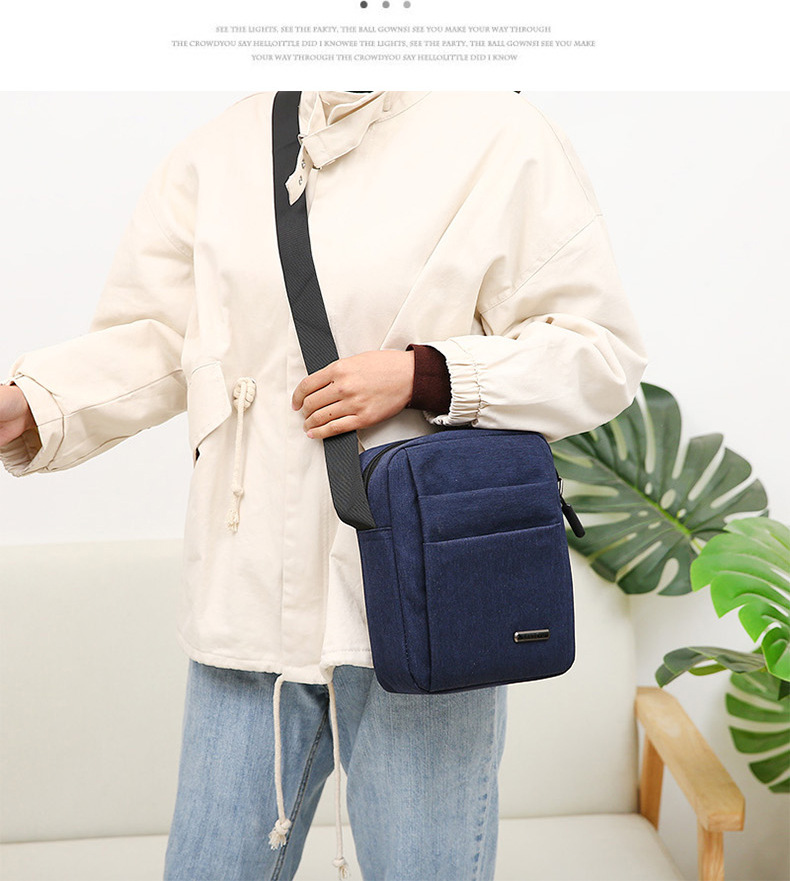 Men's Solid Color Oxford Cloth Zipper Shoulder Bag display picture 6