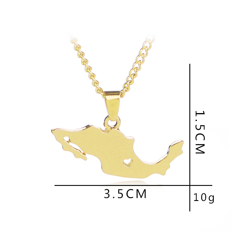 New Fashion Map Shape Pendant Necklace Clavicle Chain Simple Mexico Map Sweater Chain Necklace display picture 1