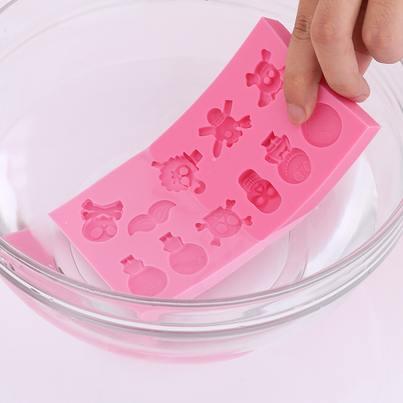 万圣节骷髅头胡子翻糖硅胶模具 果冻布丁巧克力烘培蛋糕装饰模具