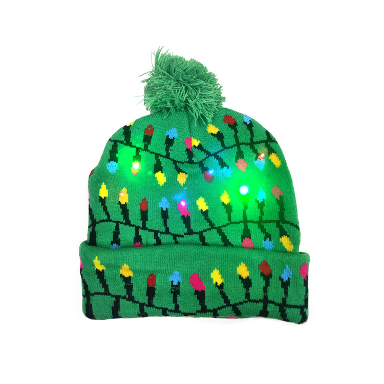 Nuovo prodotto natalizio Pallina svolazzante lavorata a maglia con luci LED colorate Cappello decorativo per Halloween per adulti e bambini_voghion.com