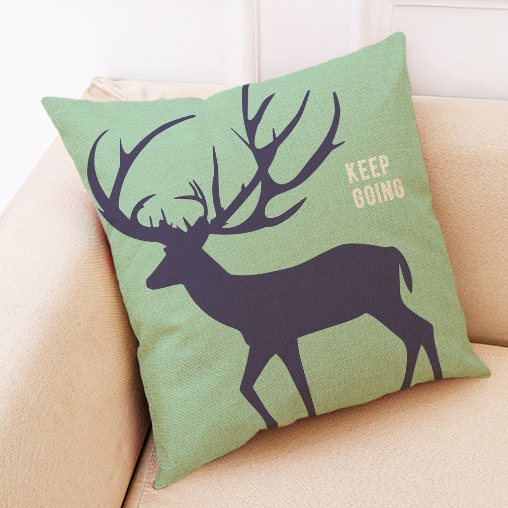 wish 亚马逊新款鹿角几何棉麻抱枕套 汽车抱枕家居沙发靠垫定制