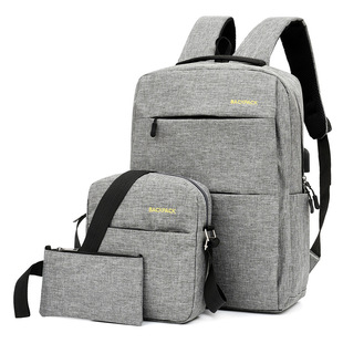 New casual men's shoulder bag three-piece outdoor travel computer backpack female junior high school student bag customization