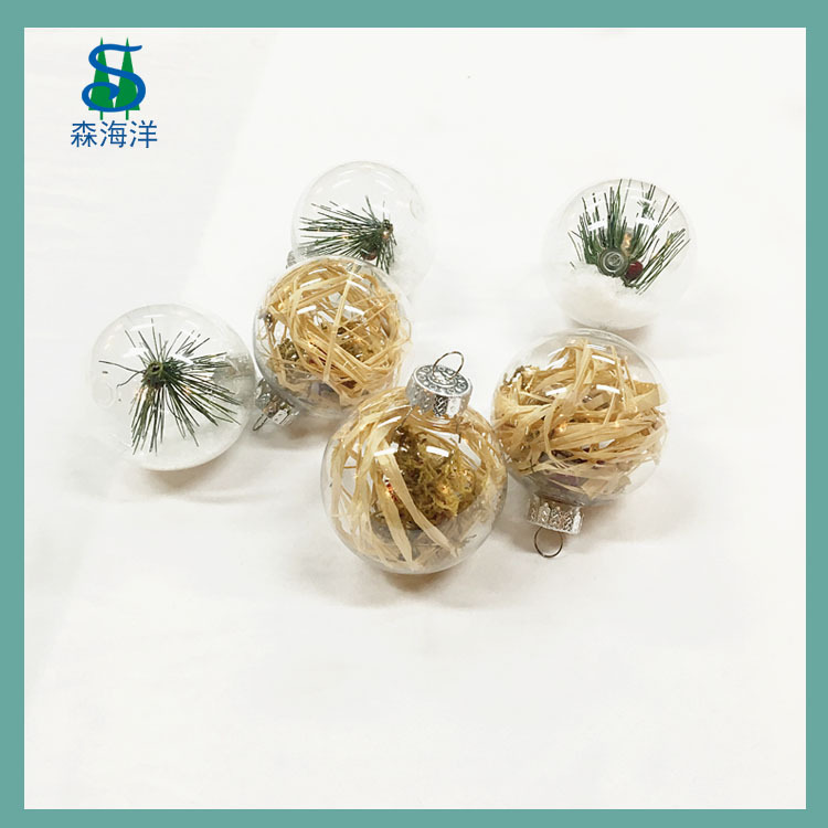 Fuente de origen PS alta bola de nieve en polvo plástico transparente bola interior decoraciones de Navidad BOLA DE Navidad colgante