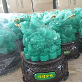 招财金蟾貔貅工厂批发树脂仿玉镀金木纹商业庆典家居摆饰中式摆件