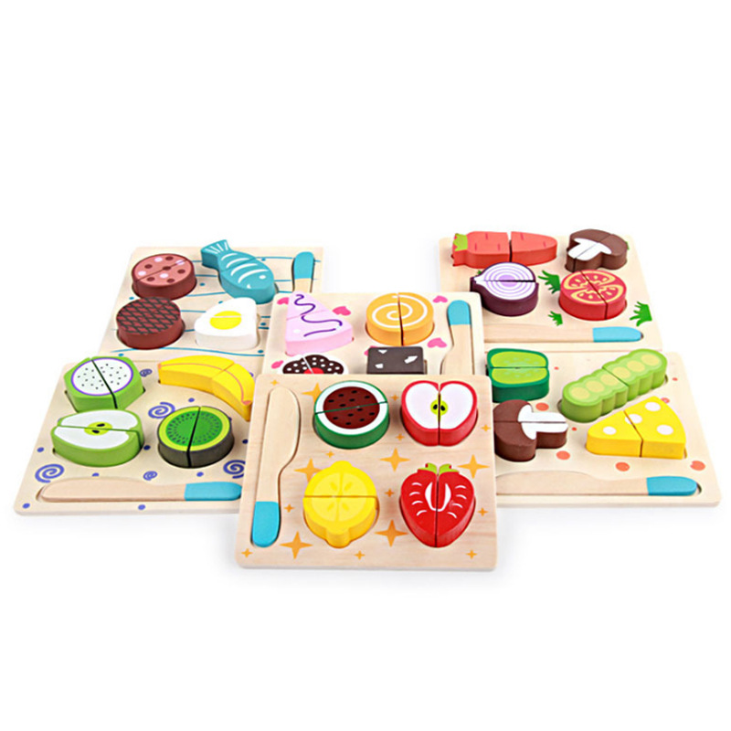 Casa de juego madera los niños juguetes fruta plana rompecabezas corte educación temprana cocina material didáctico Ventas Directas la fábrica