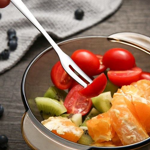 Creative Stainless Steel Fruit Dessert Fork Western Tableware Two-Tine Dessert Cake Fork Household Small Fork Fruit Picks