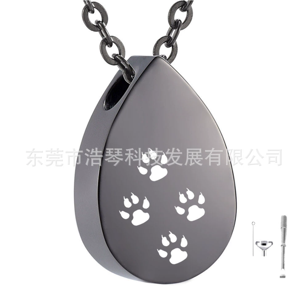 Трансграничный Новый памятный пепел Ожерелье Капли-образный Лапа Печати cinerary шкатулка Кулон Мода Пара Ожерелье