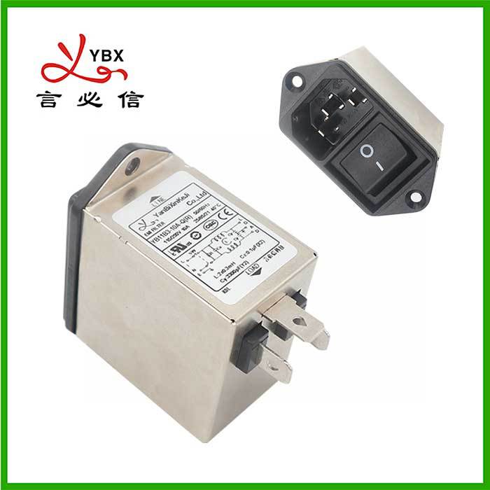 YANBIXIN电源滤波器EMI单相交流滤波器IEC带开关品字插座式滤波器