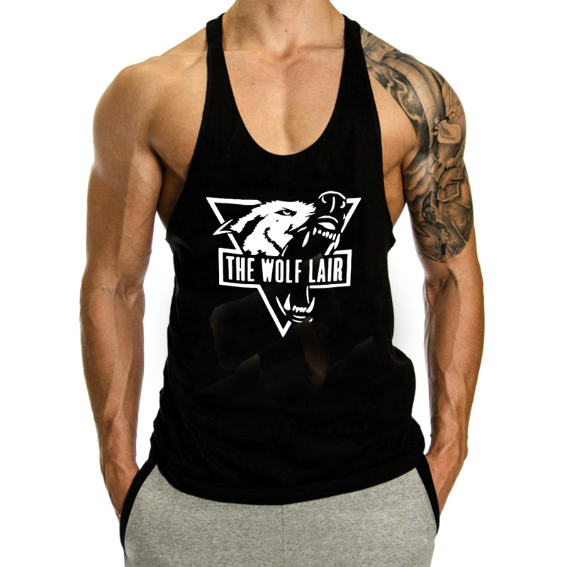 Amazon Sports & Leisure Printed Wolf Head Quick-Drying Breathable Slit European & American Trendy Fitness Vest