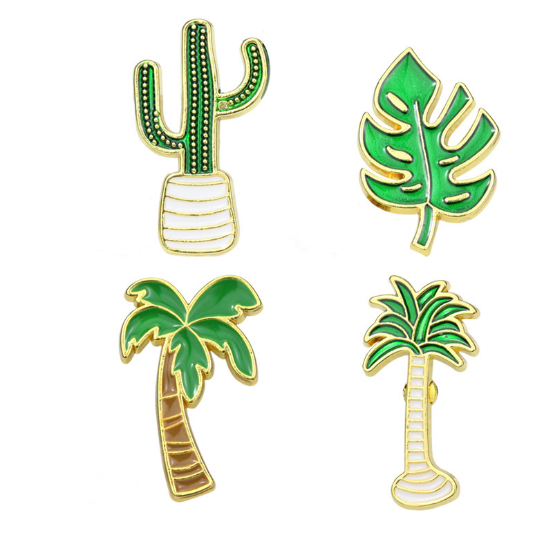 New Fashion Plant Coconut Tree Cactus Leaves Alloy Brooch Wholesale display picture 1