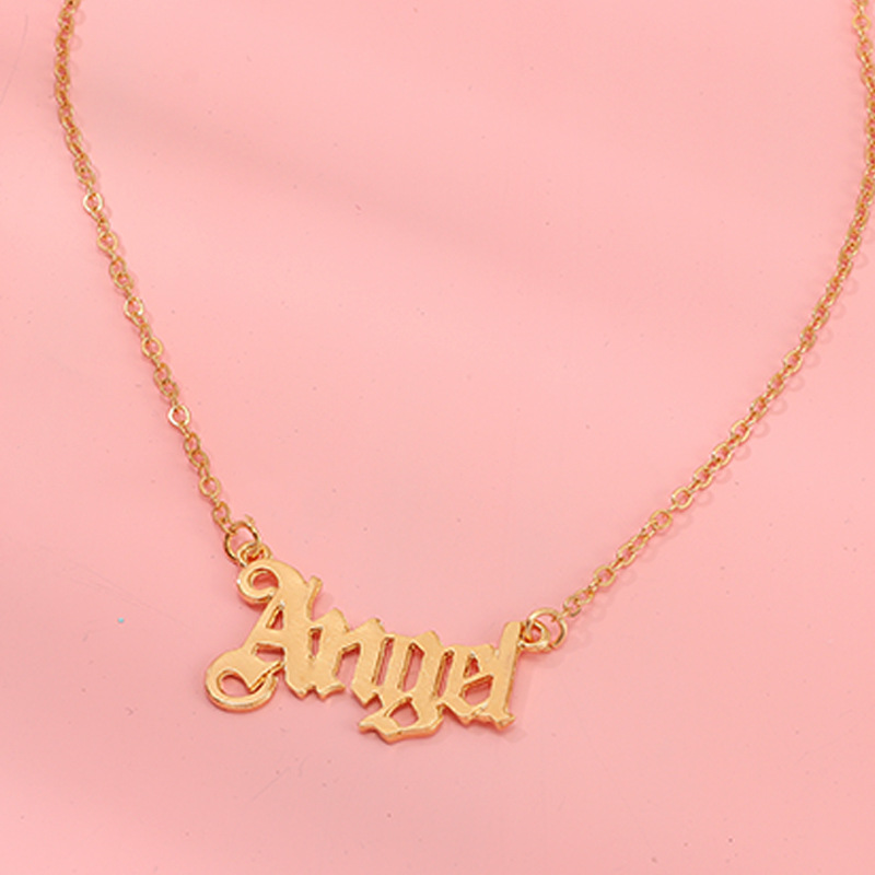 Fashion Simple Wind Letter Angel Necklace Popular Personality Angel Clavicle Chain display picture 6