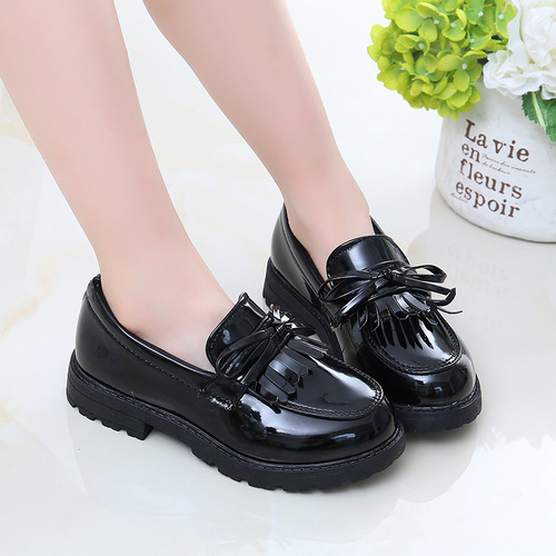 Factory direct sales girls princess performance shoes college style dance children's day performance children's leather shoes British style tassel shoes