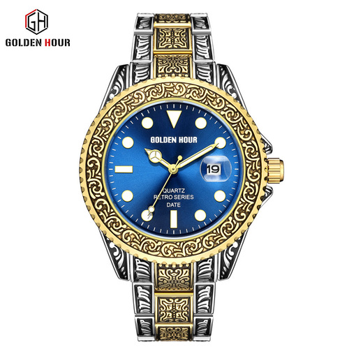 GH132 New Model Cross-Border Classic Quartz Men's Watch, Waterproof Steel Strap, Export Watch, Retro Watch