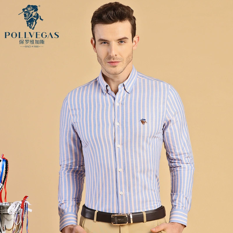 Мужская рубашка с длинными рукавами Paul весенне-осенняя оксфордская деловая Повседневная клетчатая рубашка в полоску