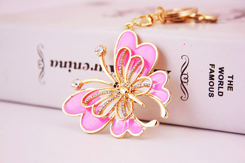 40g Weight Birthday Occasion Metal Material Father'S Day Festival Butterfly Pattern Unisex Gender Blue Color Diamond Craft Small Gift Colorful Butterfly Insect Women's Keychain 1