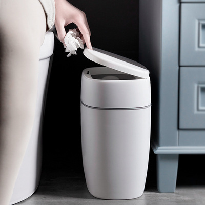 卫生间家用夹缝垃圾桶带盖厕所防水按压开盖洗手间厕纸篓客厅分类|ms