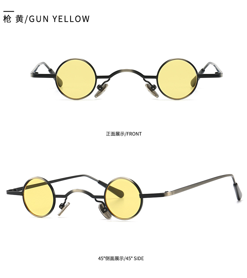 Cross-border Foreign Trade Steampunk Retro Round Narrow Lens Sunglasses display picture 6