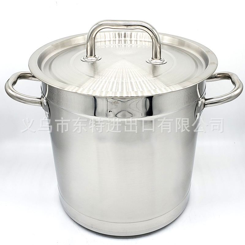 Stainless steel thickened European-style soup pot, silicone handle composite bottom, gas induction cooker, universal soup pot, large-capacity stock bucket detail image 3