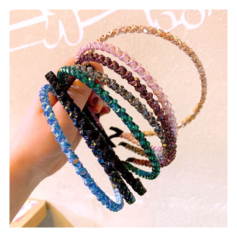 110g Weight Headwear Classification Festival Occasion Geometric Pattern Women'S Gender Retro Style Dark Blue, Pink, Purple, Green, Blue, Black Color Retro Rhinestone Crystal Fashion Headband 2
