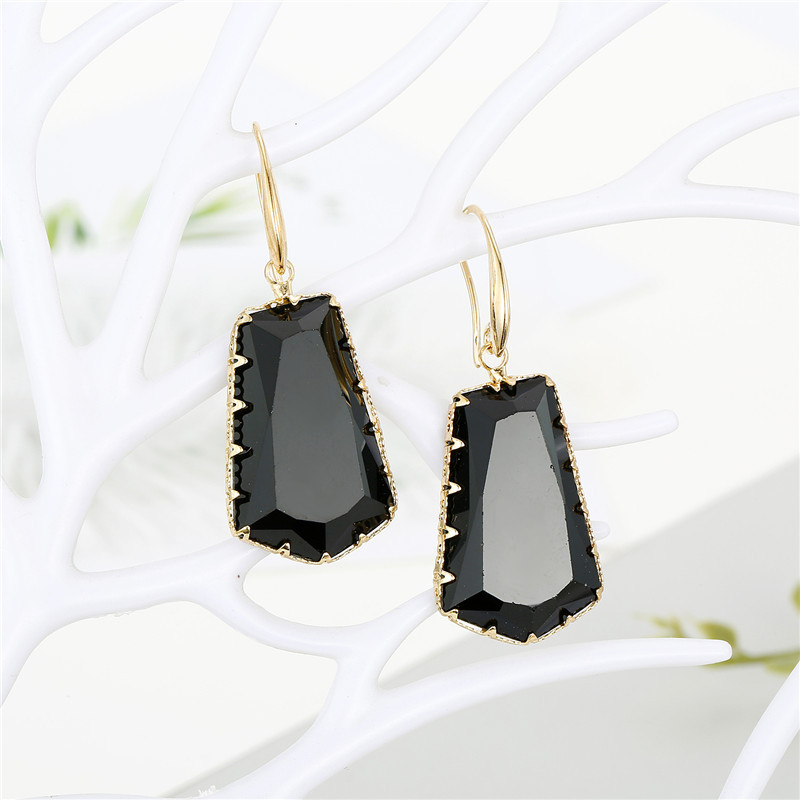 Simple Geometric Polygon Mosaic Crystal Earrings With Multi-faceted Irregular Glass Earrings display picture 5