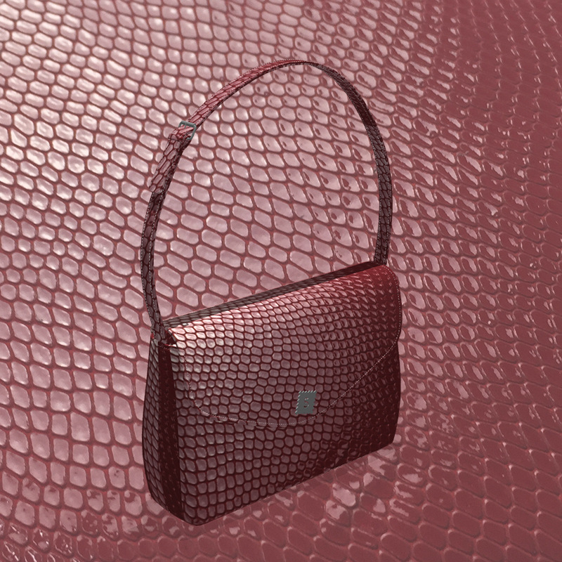 蛇纹皮真皮红色压花皮革意大利风格 包包皮料真皮整张