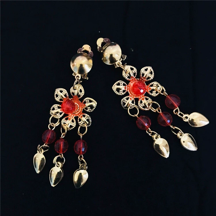 Золотистые серьги для танца живота JinHang Craft с подвесками (плакучая слива), аксессуар для сценического костюма