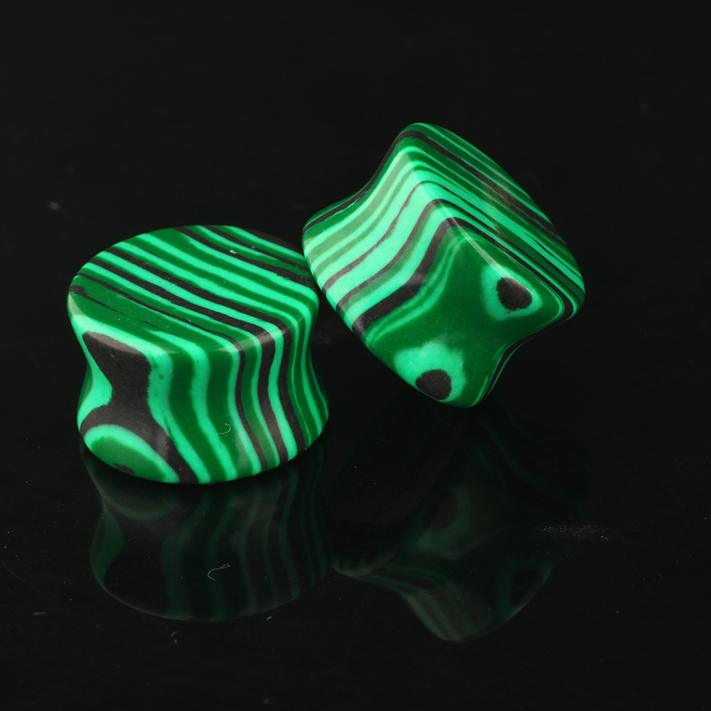Malachite Real Stone Ear Expander Ear Tunnels Stretching Jewelry for Gauged Ears detail image 7