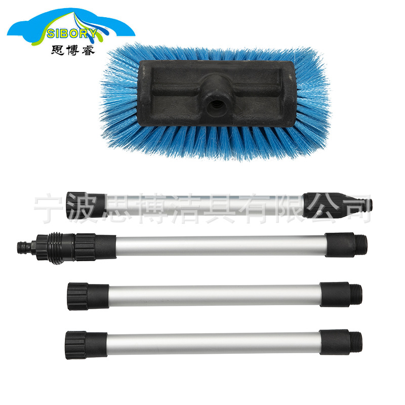 客车拖把伸缩长杆柄泡沫洗车刷子喷水通水刷汽车美容清洁用品