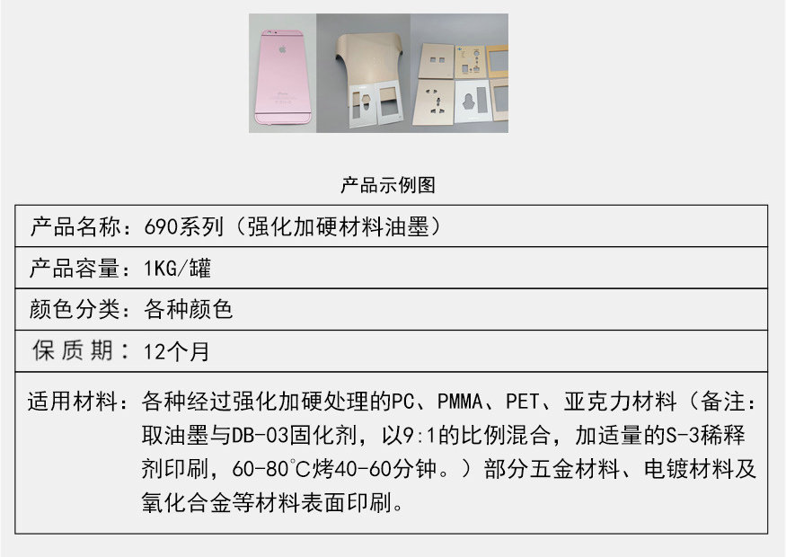 市场热销绝缘强化加硬材料油墨加硬处理的PC/PET亚克力中慢干油墨