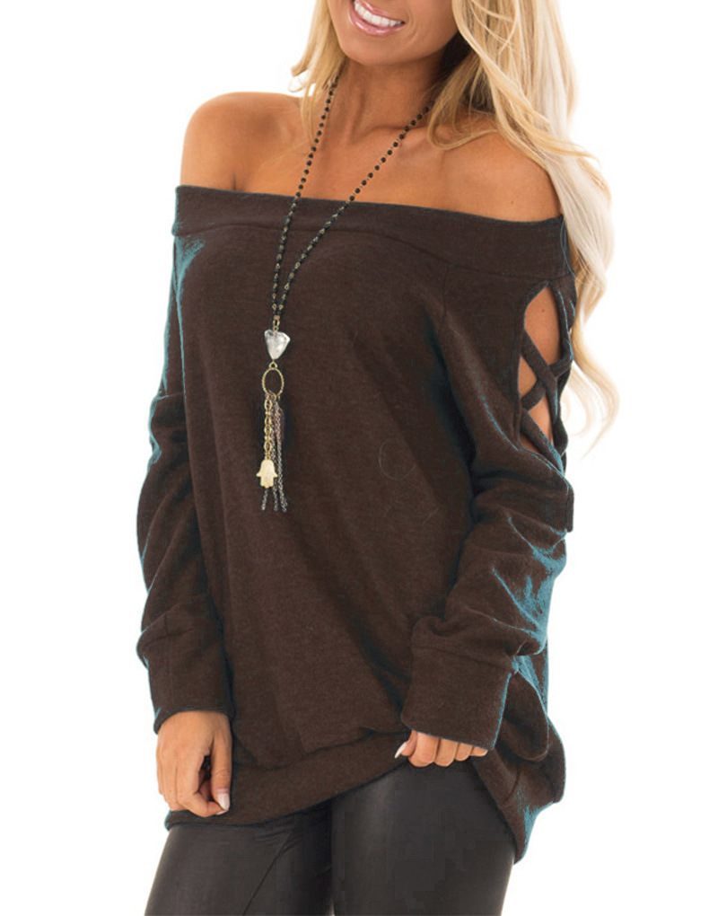 long-sleeved off-shoulder bottoming shirt  NSLZ33299