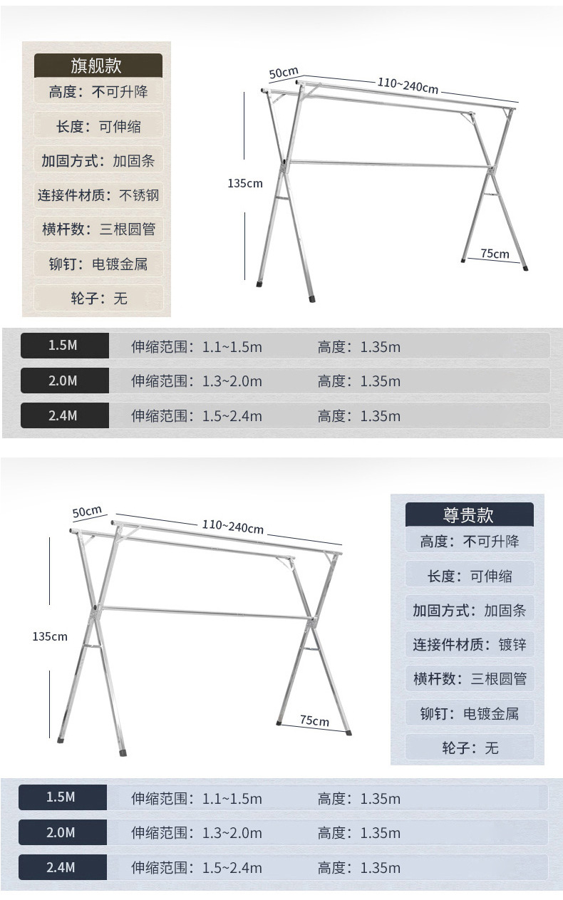 家用室内不锈钢晾衣架 阳台加厚晾衣架落地 折叠伸缩晒被子晾衣架-阿里巴巴